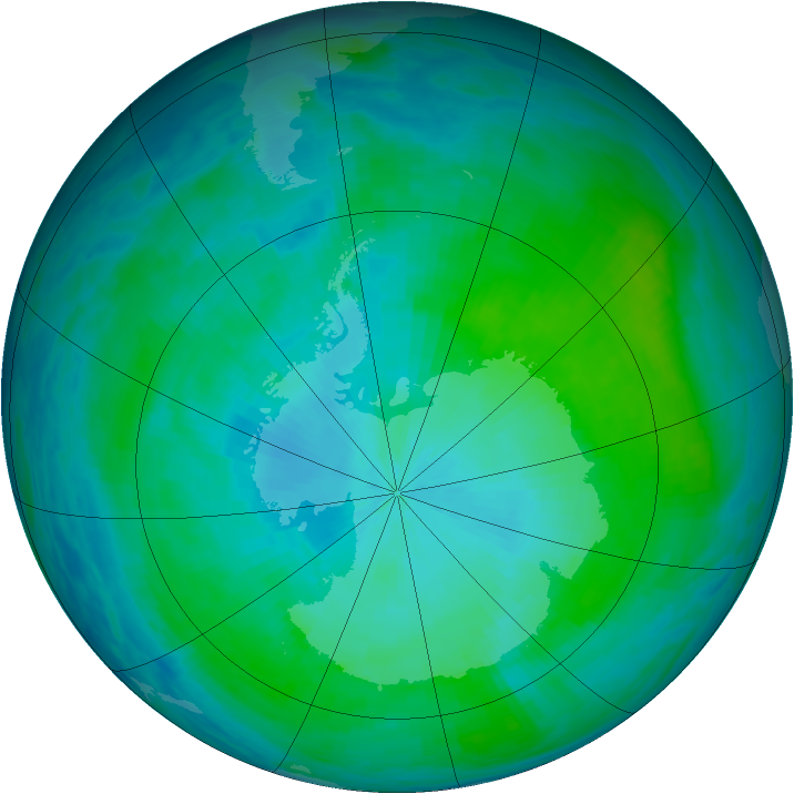 Antarctic ozone map for 09 February 1993